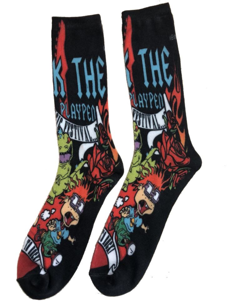 Plain Digital Print Comic Cuarted Socks