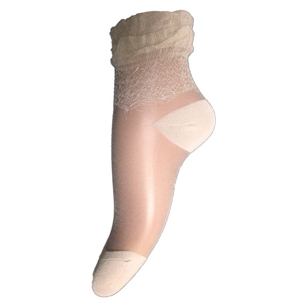 Ruffled Cuff Filament Lady Crew Mesh Socks