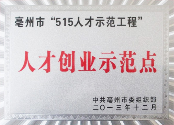亳州市“515人才示范工程”人才創(chuàng)業(yè)示范點(diǎn)