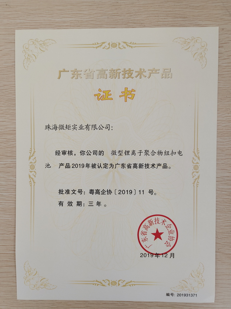 微型锂离子聚合物纽扣电池