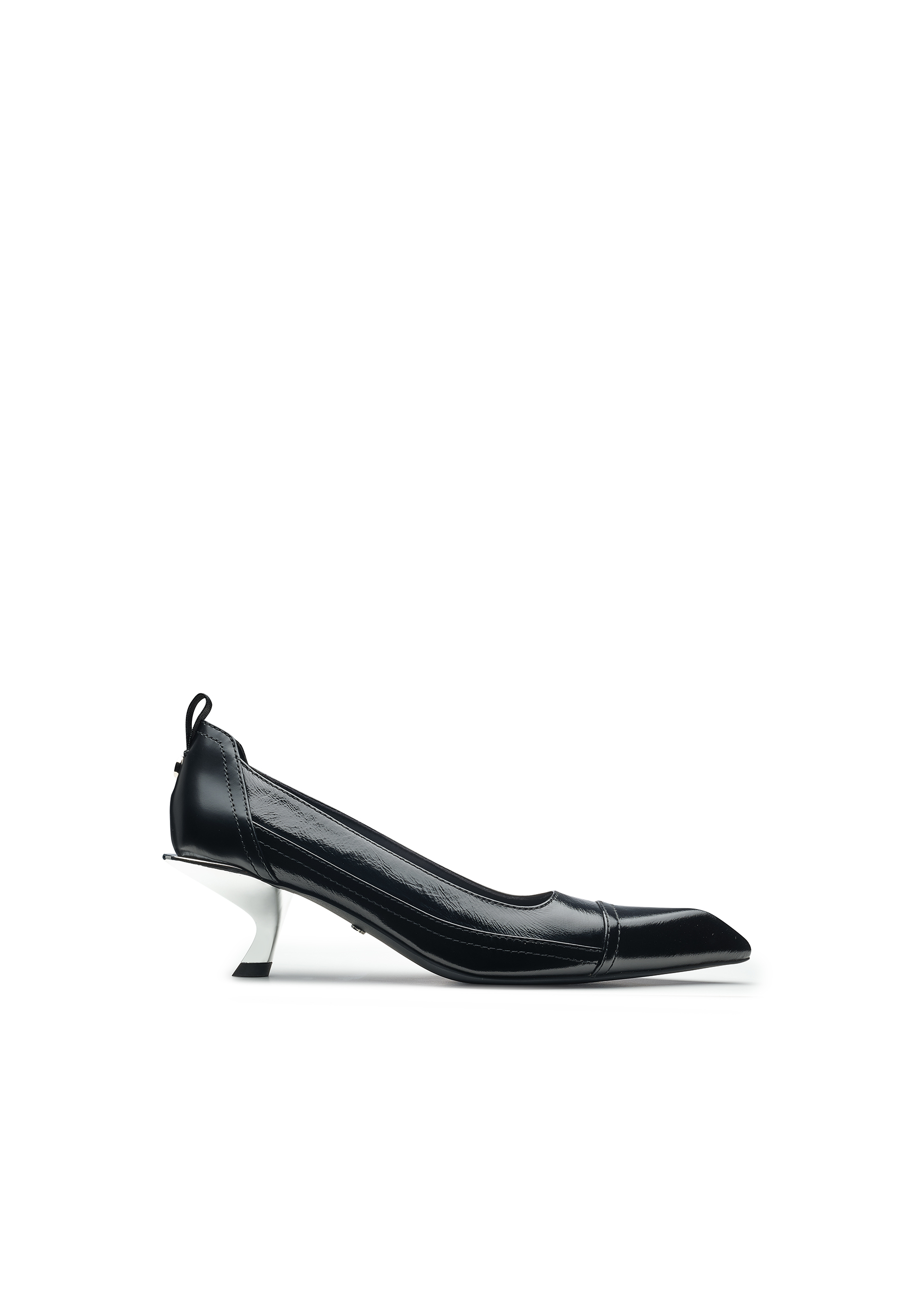 牛仔牛皮多材质金属猫跟尖头时装单鞋