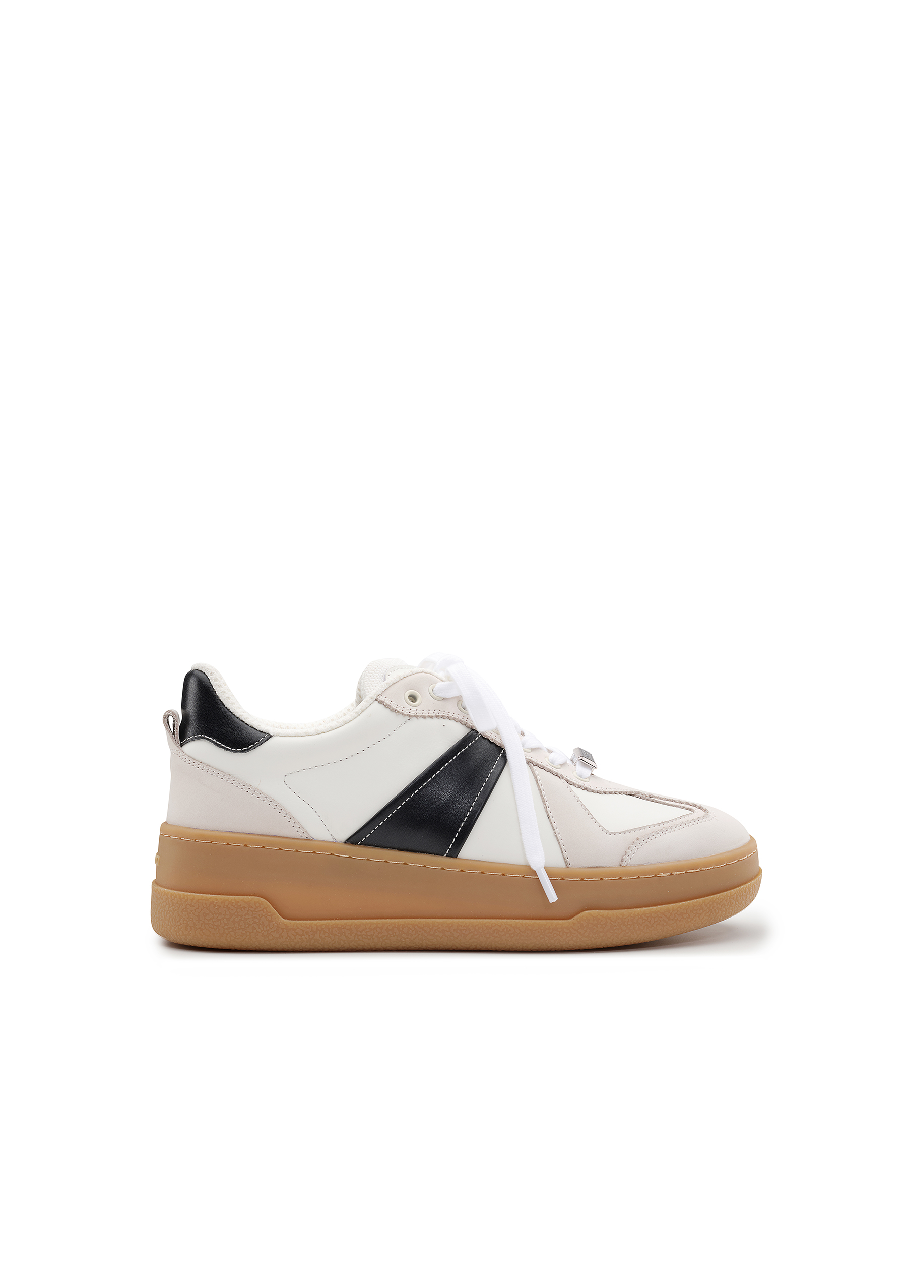 多材质牛皮撞色拼接厚底软底休闲德训鞋