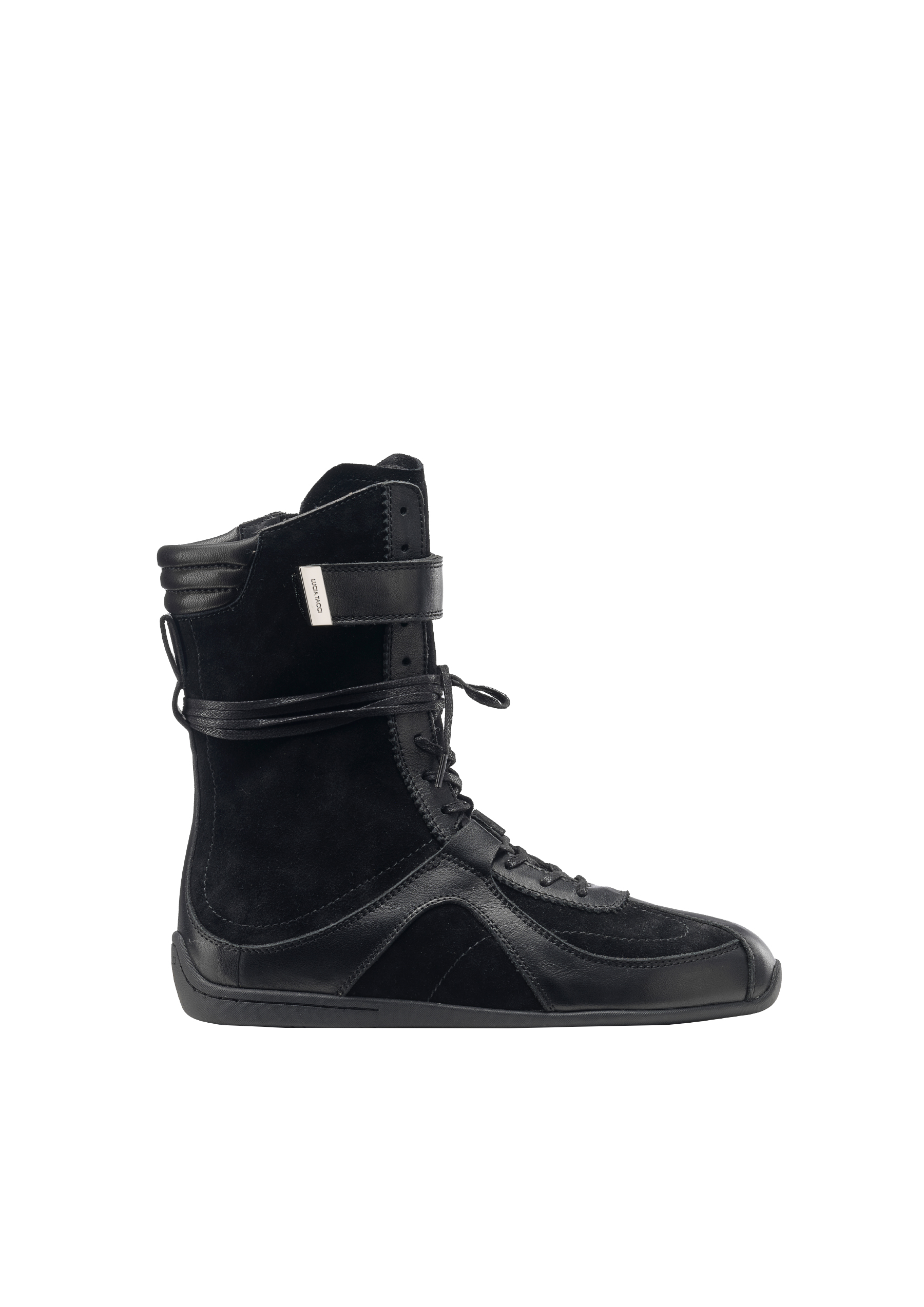 磨砂牛皮复古圆头薄底拳击靴