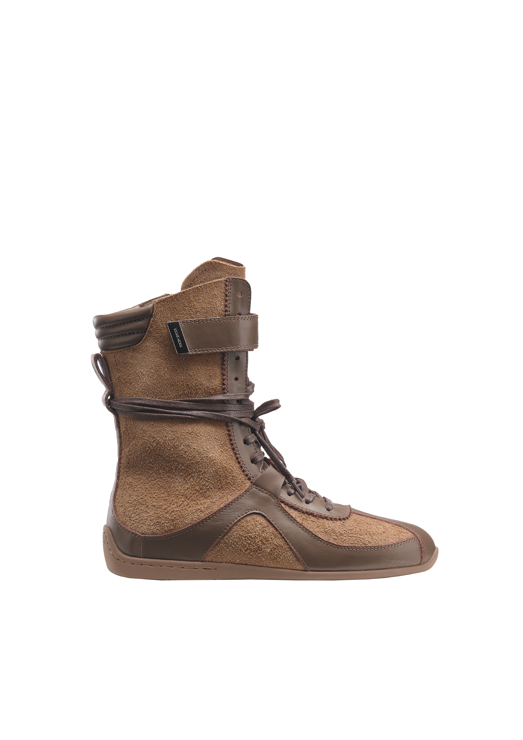 磨砂牛皮复古圆头薄底拳击靴