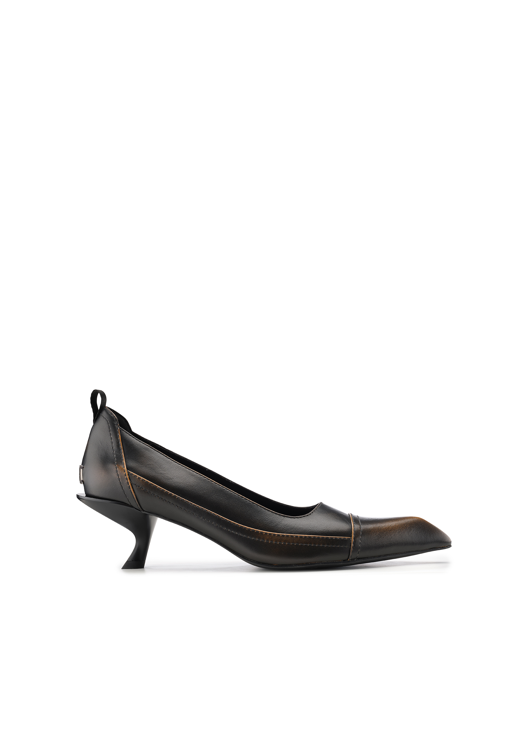 牛皮做旧复古拼接猫跟单鞋