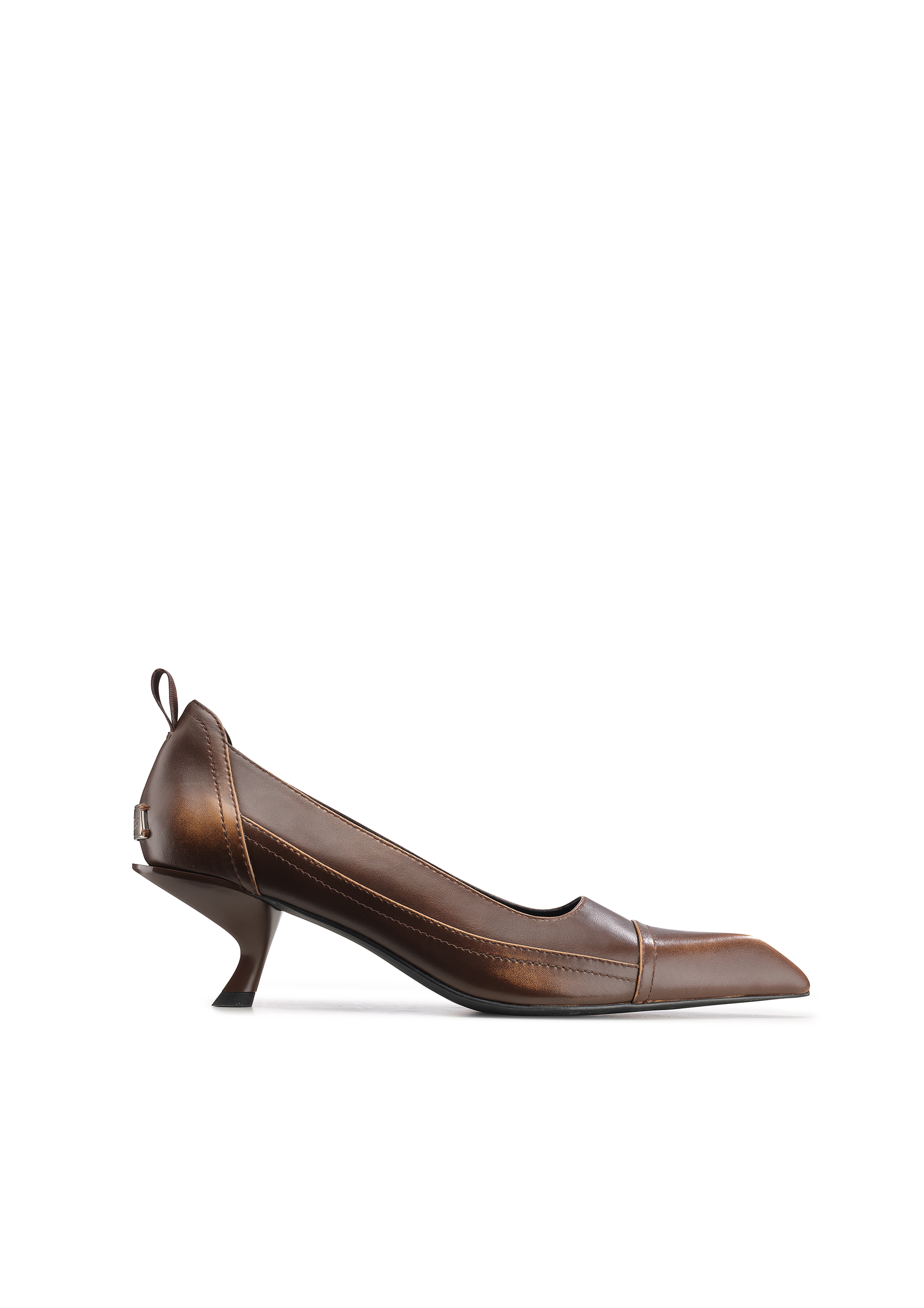 牛皮做旧复古拼接猫跟单鞋