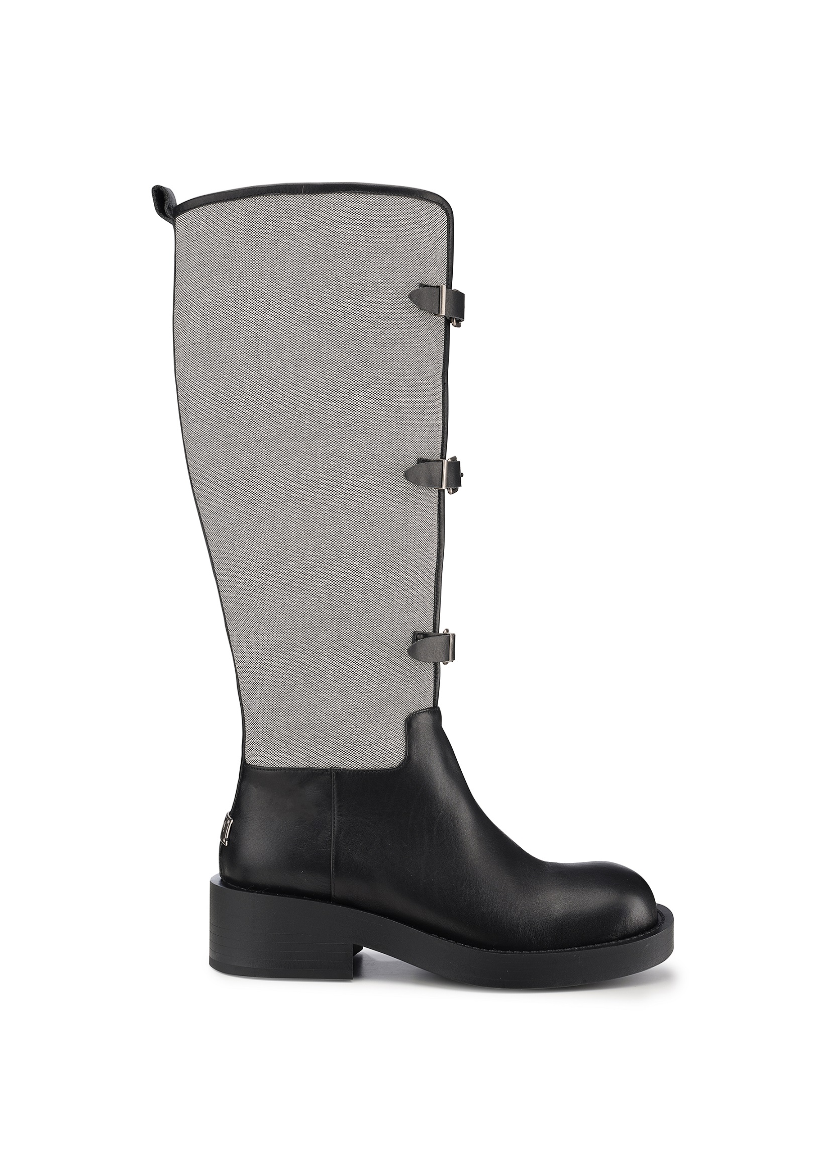 拼接皮带长筒骑士靴