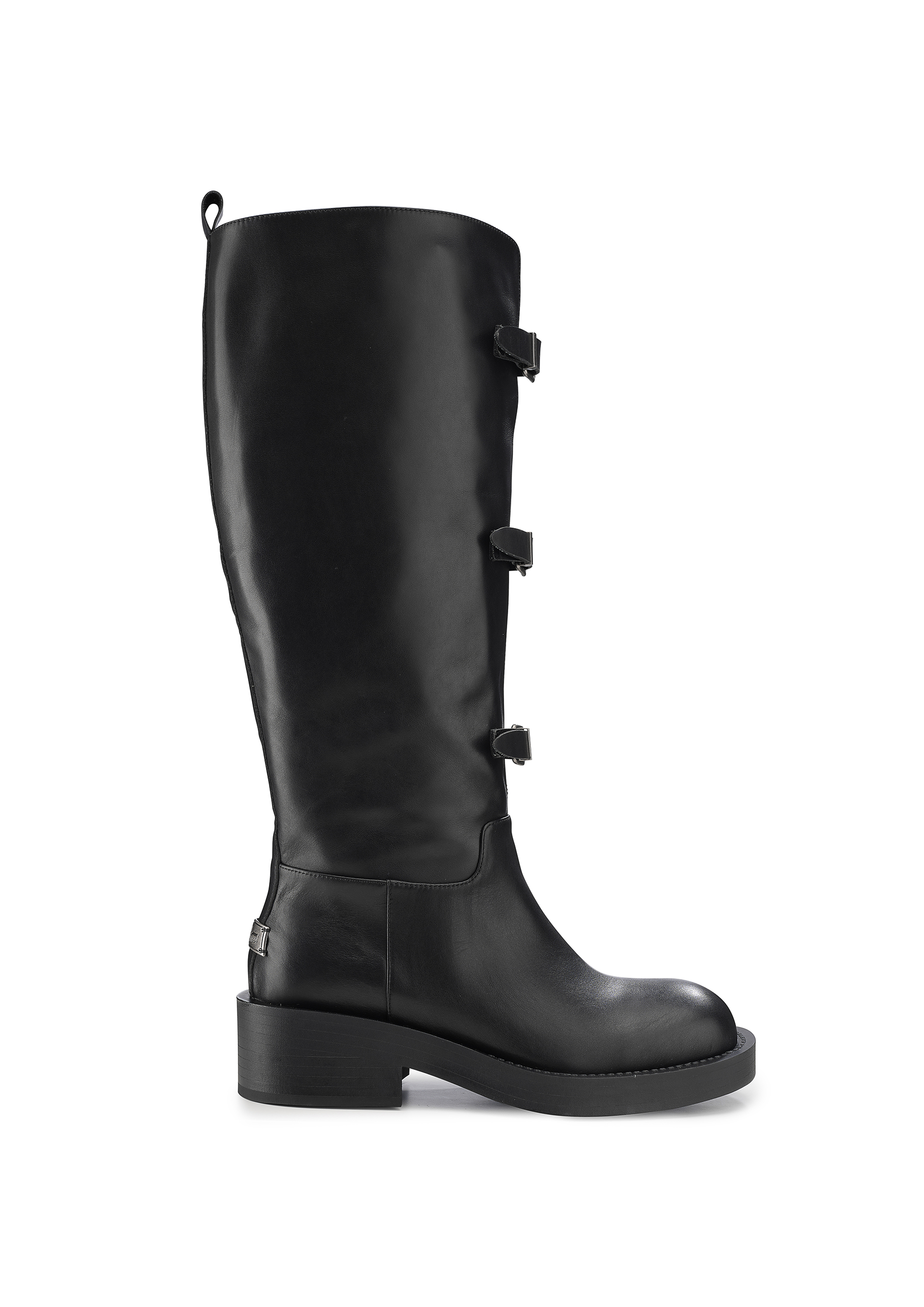 拼接皮带长筒骑士靴