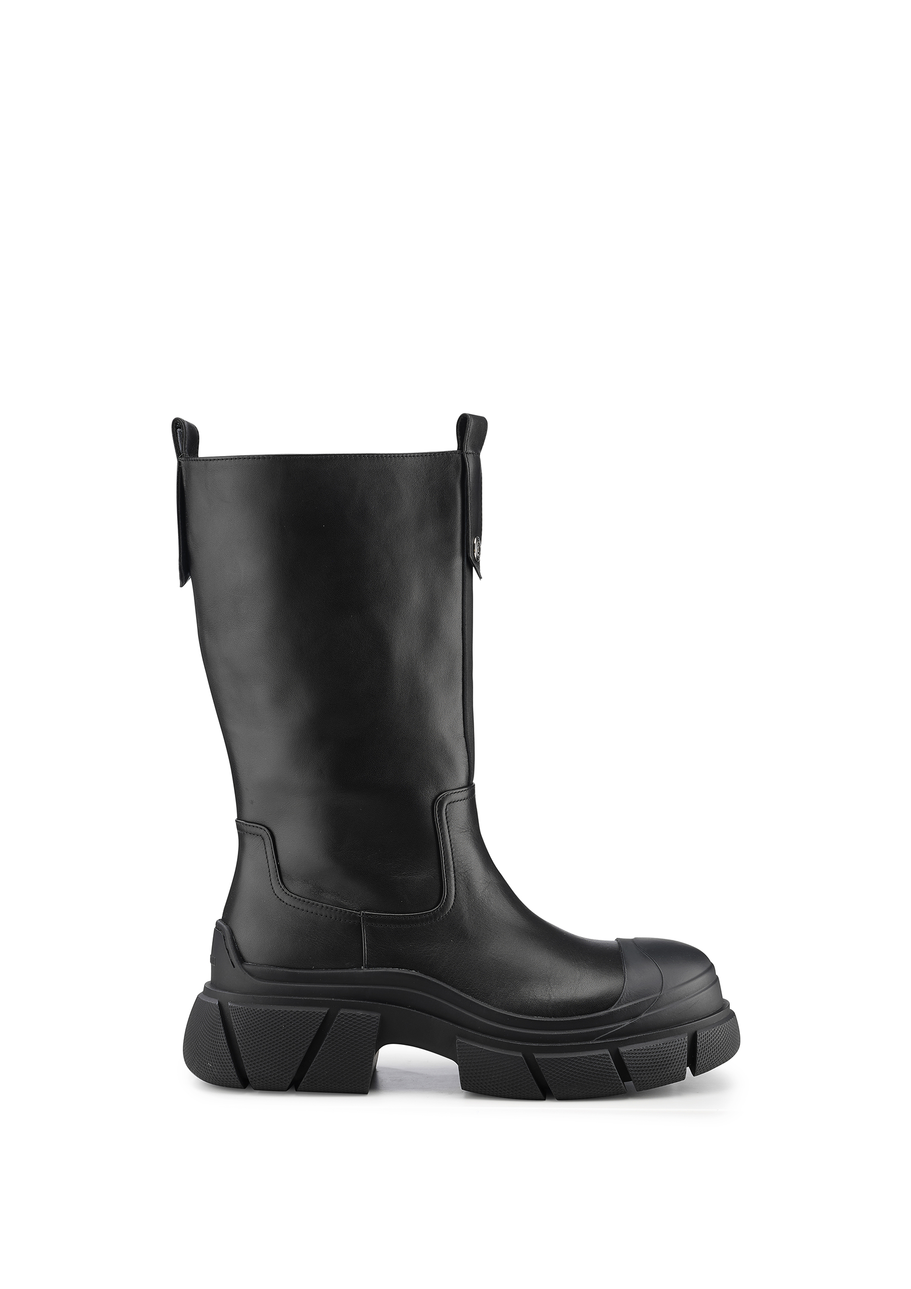 拼接皮带中筒骑士靴