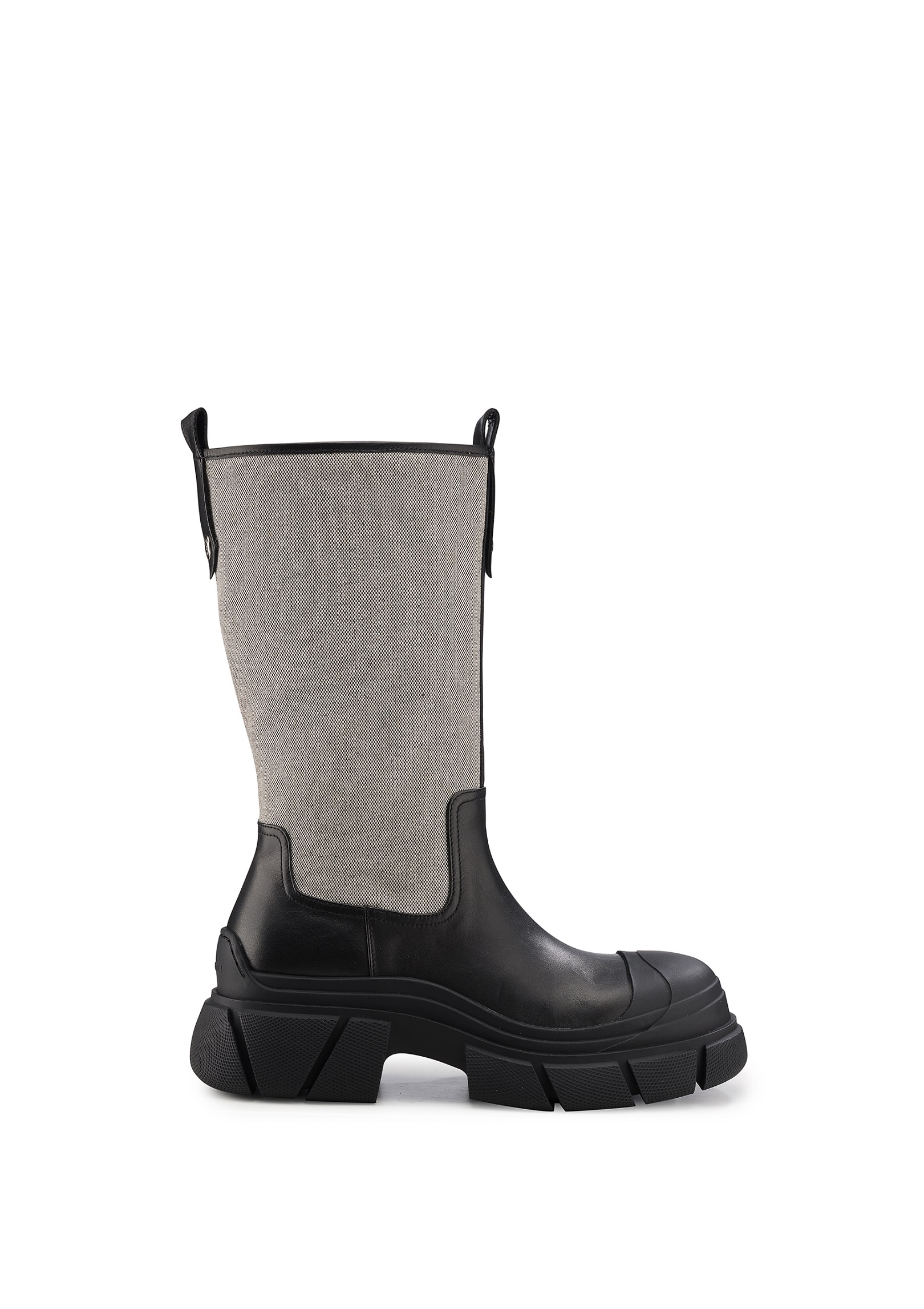 拼接皮带中筒骑士靴