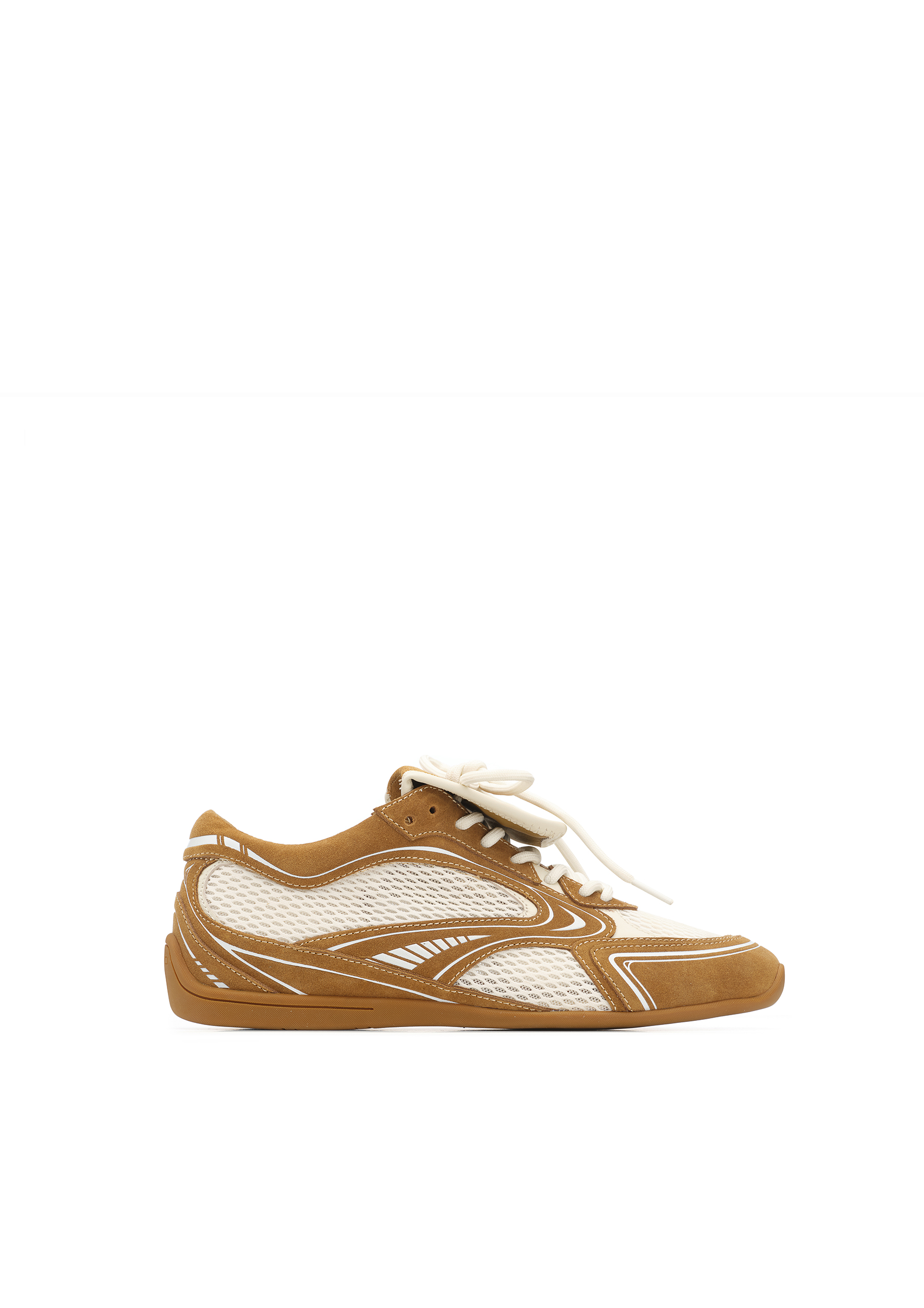 网面拼接压纹薄底休闲系带单鞋