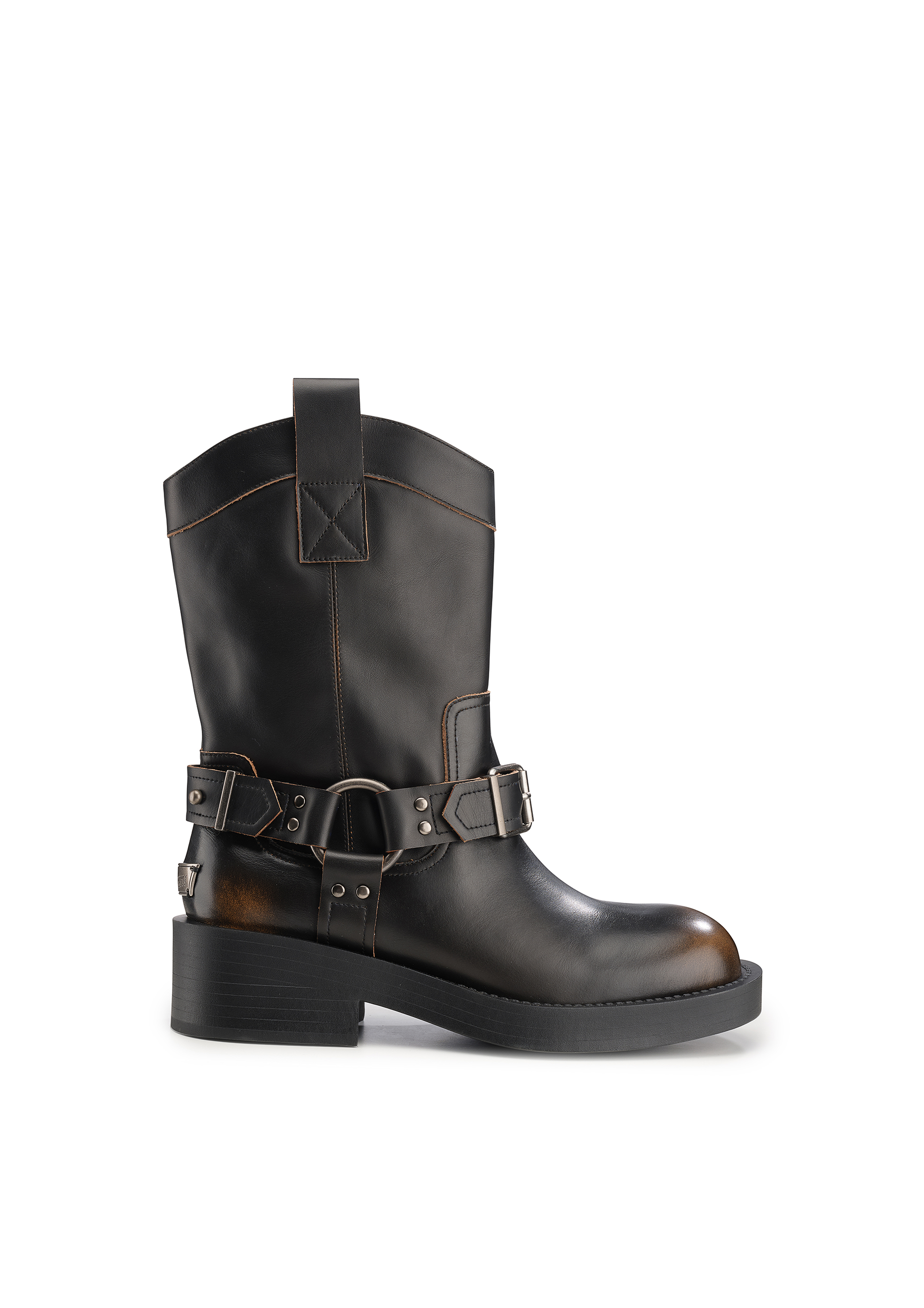 复古宽筒骑士短靴