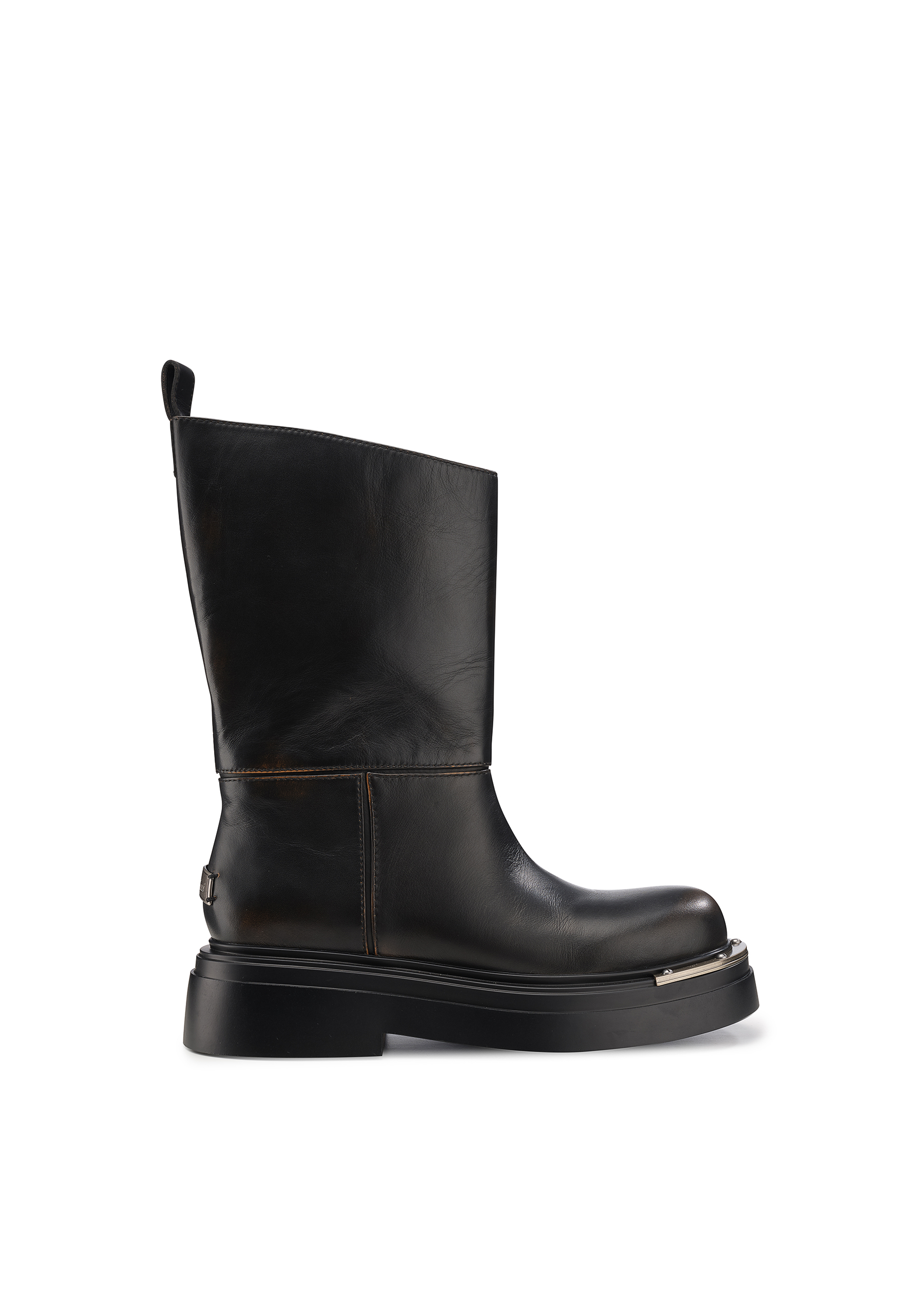 牛皮简约宽筒雨靴