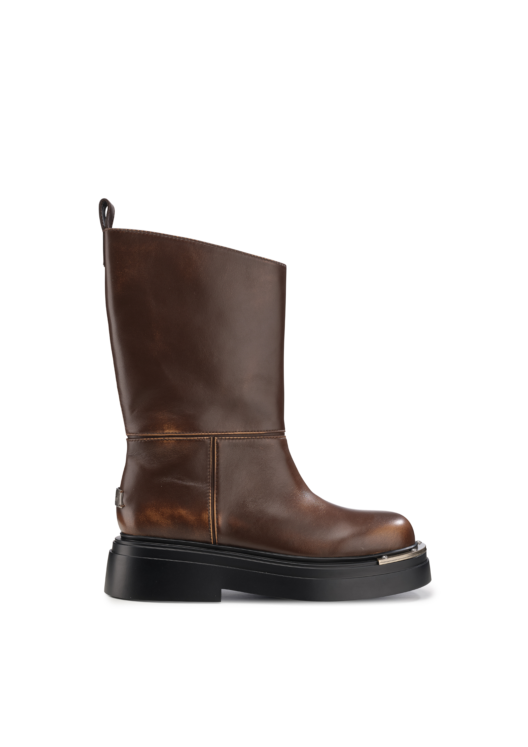 牛皮简约宽筒雨靴