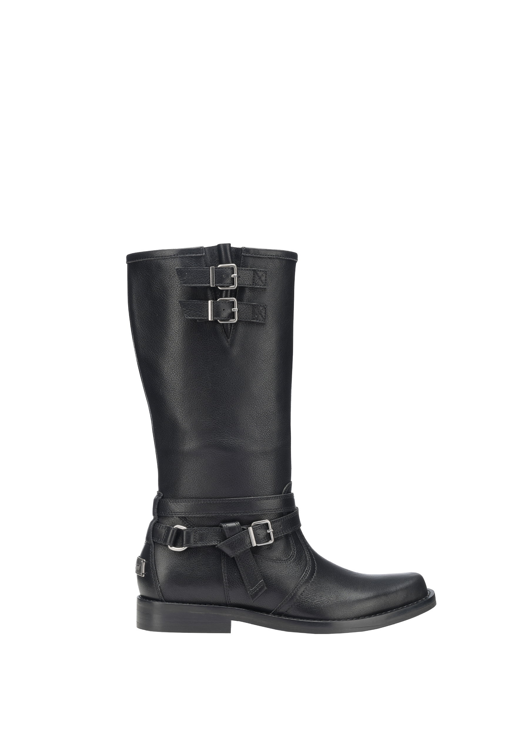 质感软牛皮带环绕小腿中筒靴