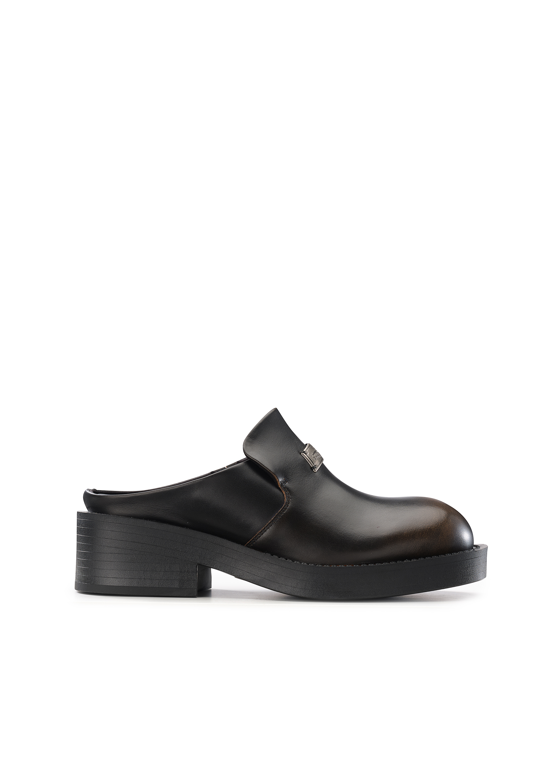 手工擦色牛皮厚底半拖