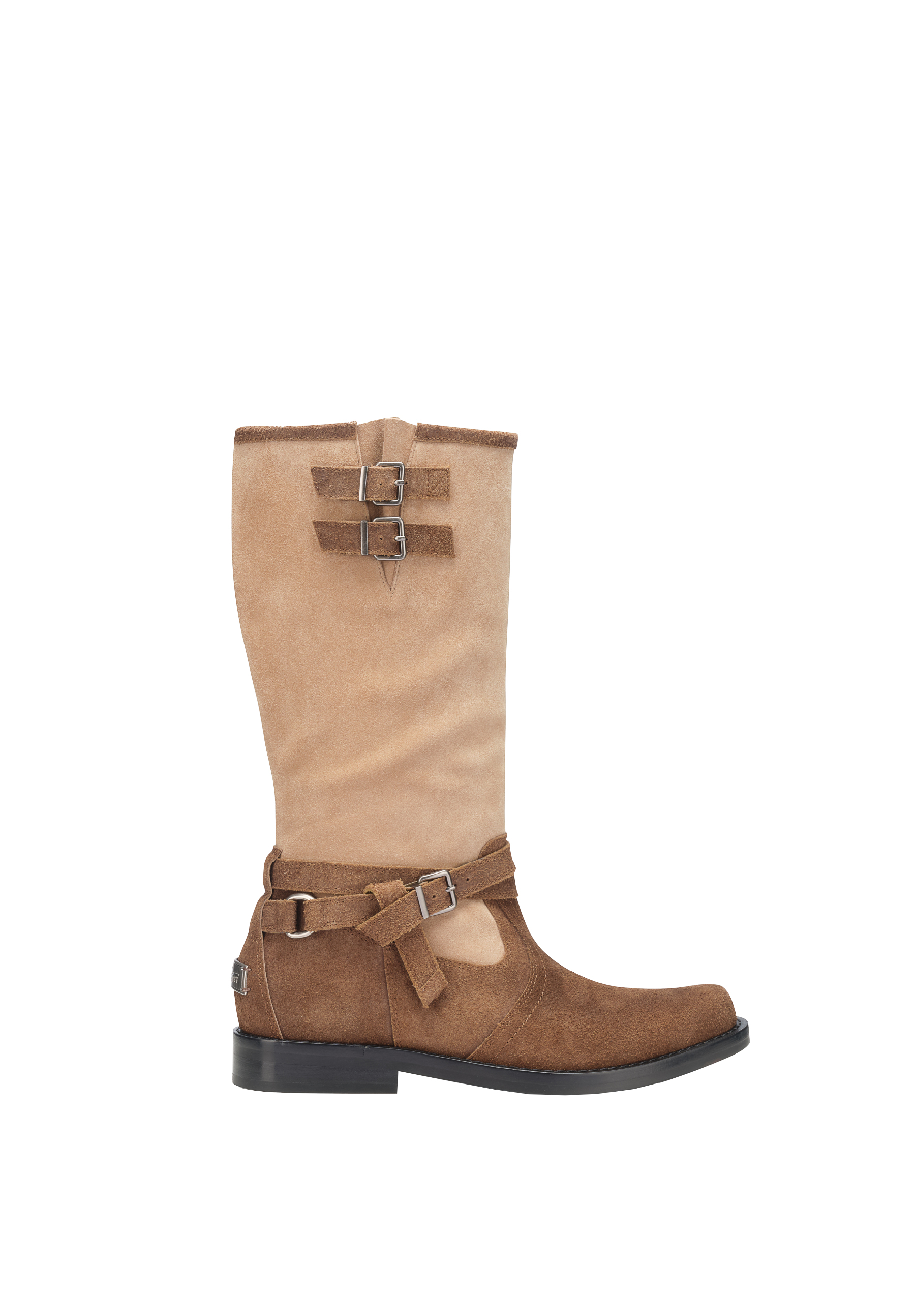 质感软牛皮带环绕小腿中筒靴