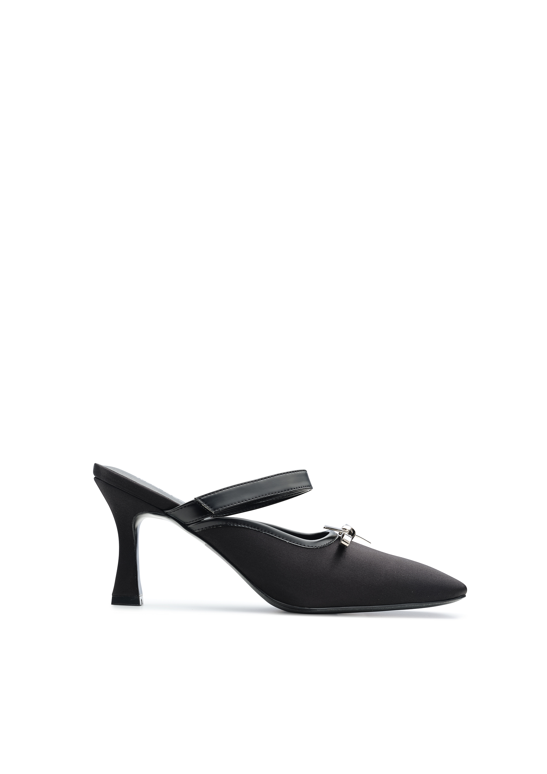 复古方头一字带高跟穆勒拖