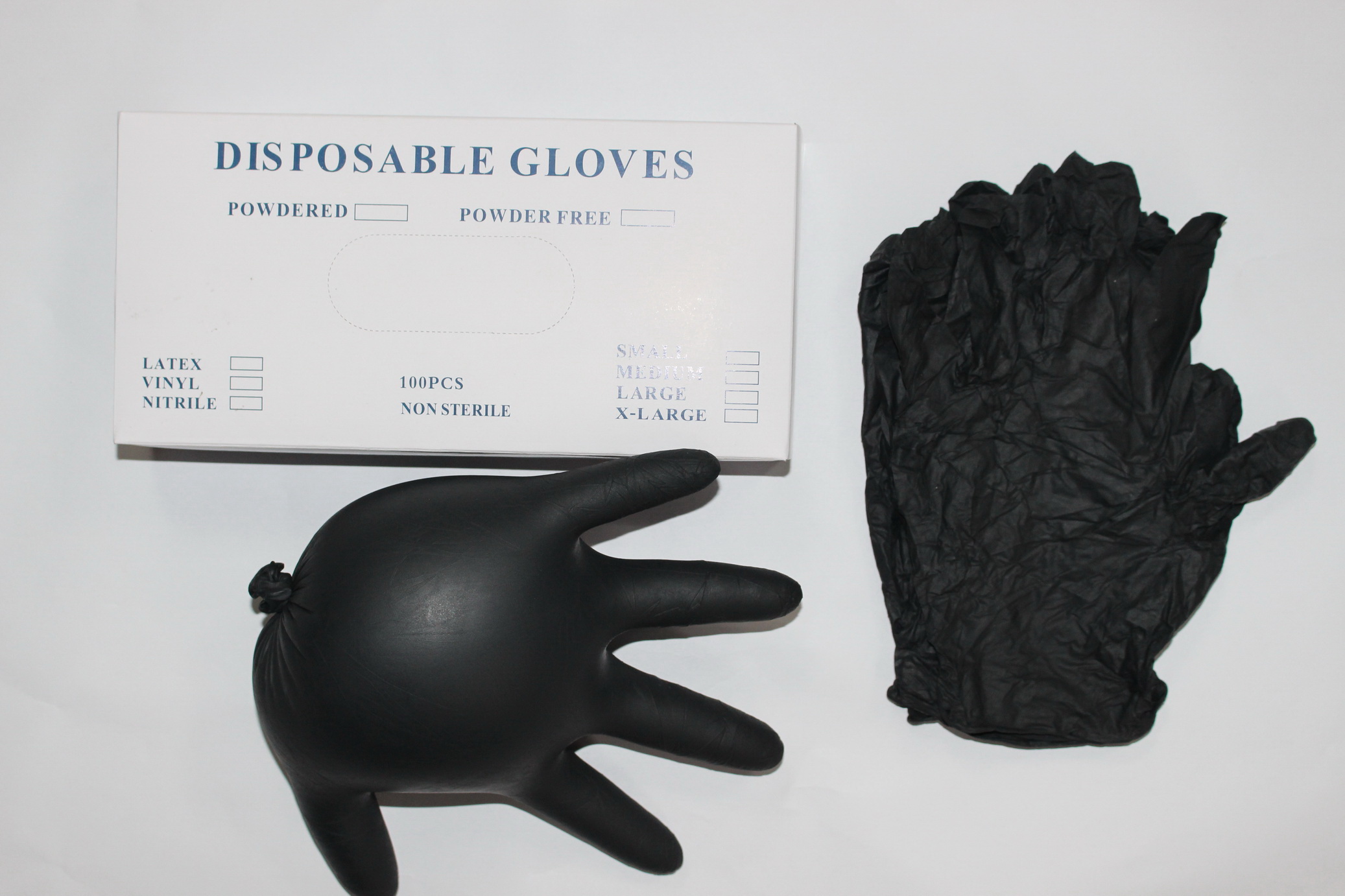 白盒装黑色丁腈手套