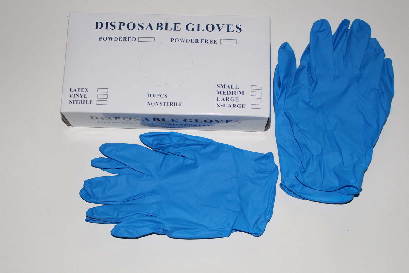 白盒装蓝色丁腈手套