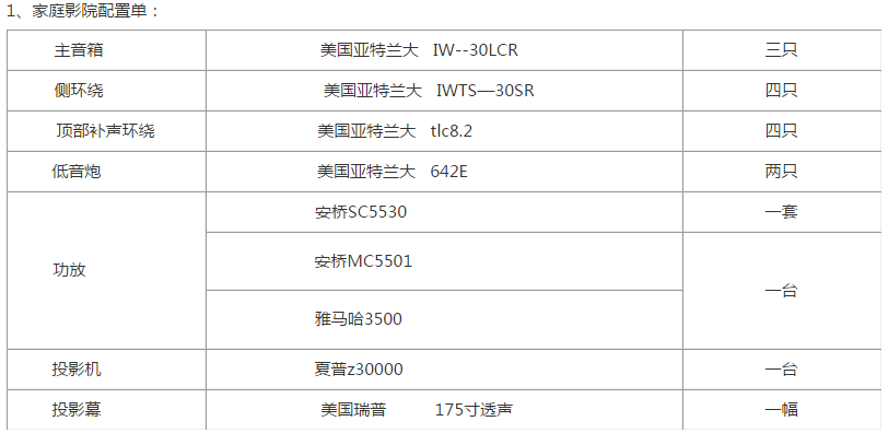 北京四季青将军楼私人影院配置