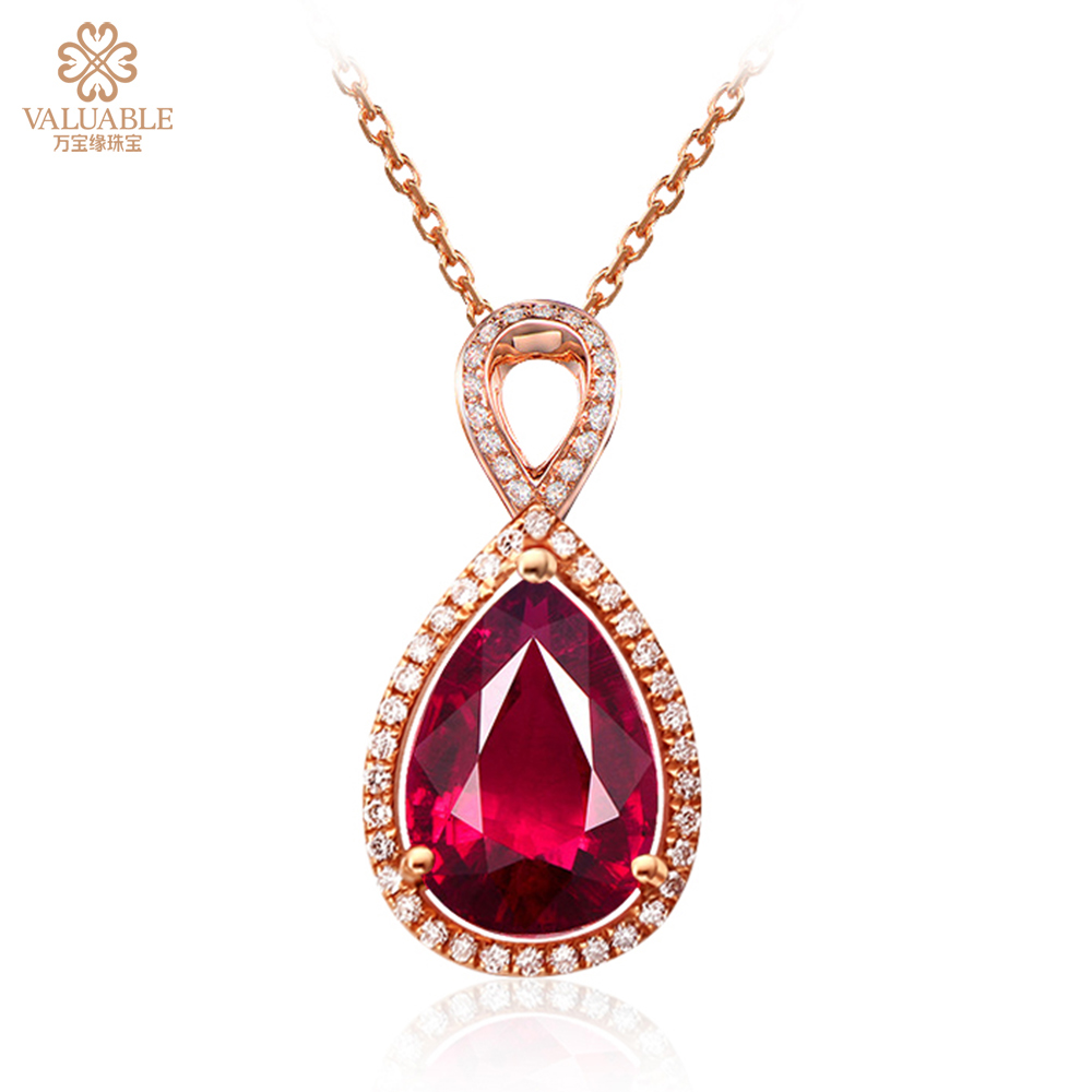 金750-石榴石钻石项链--水滴
