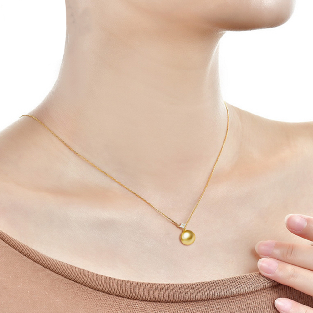 金750海水珍珠钻石项链