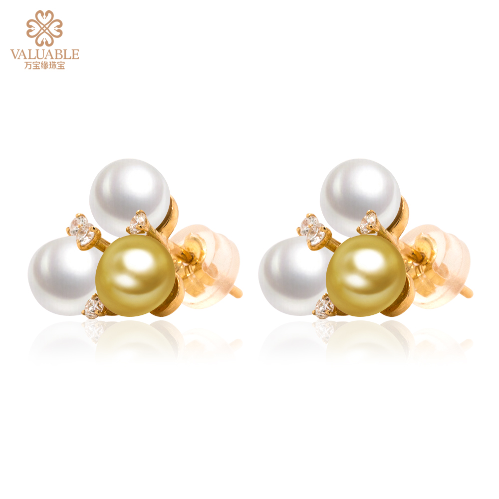 金750海水珍珠钻石耳钉