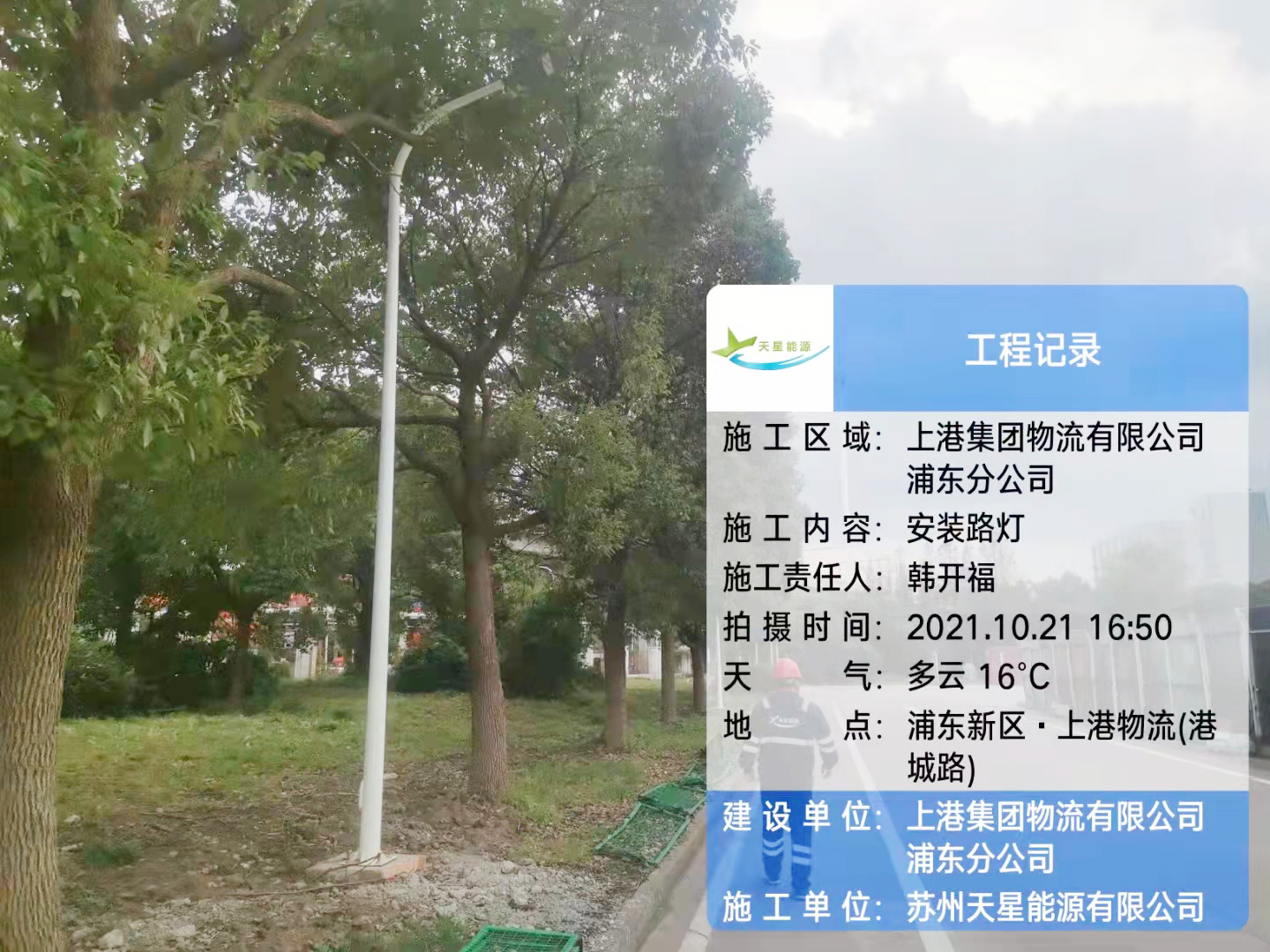 上港集团物流浦东分公司路灯安装项目