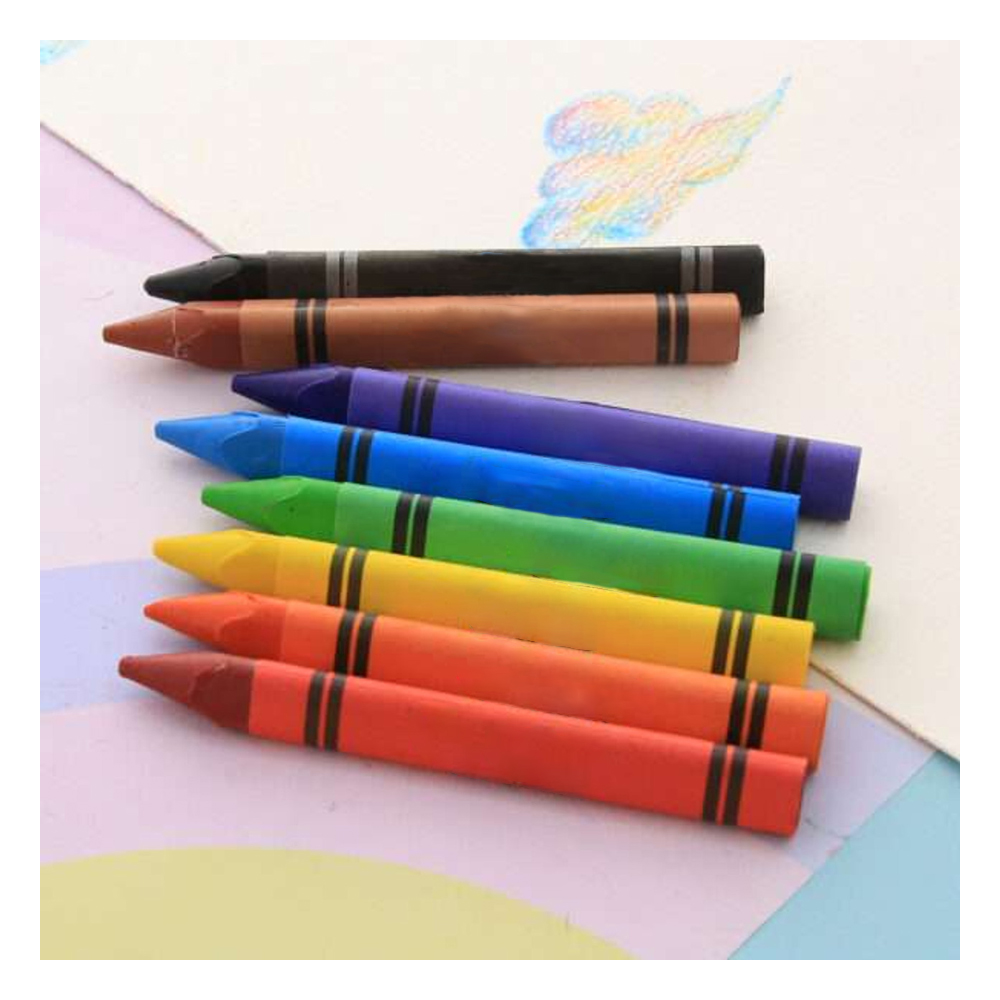 Colored crayons