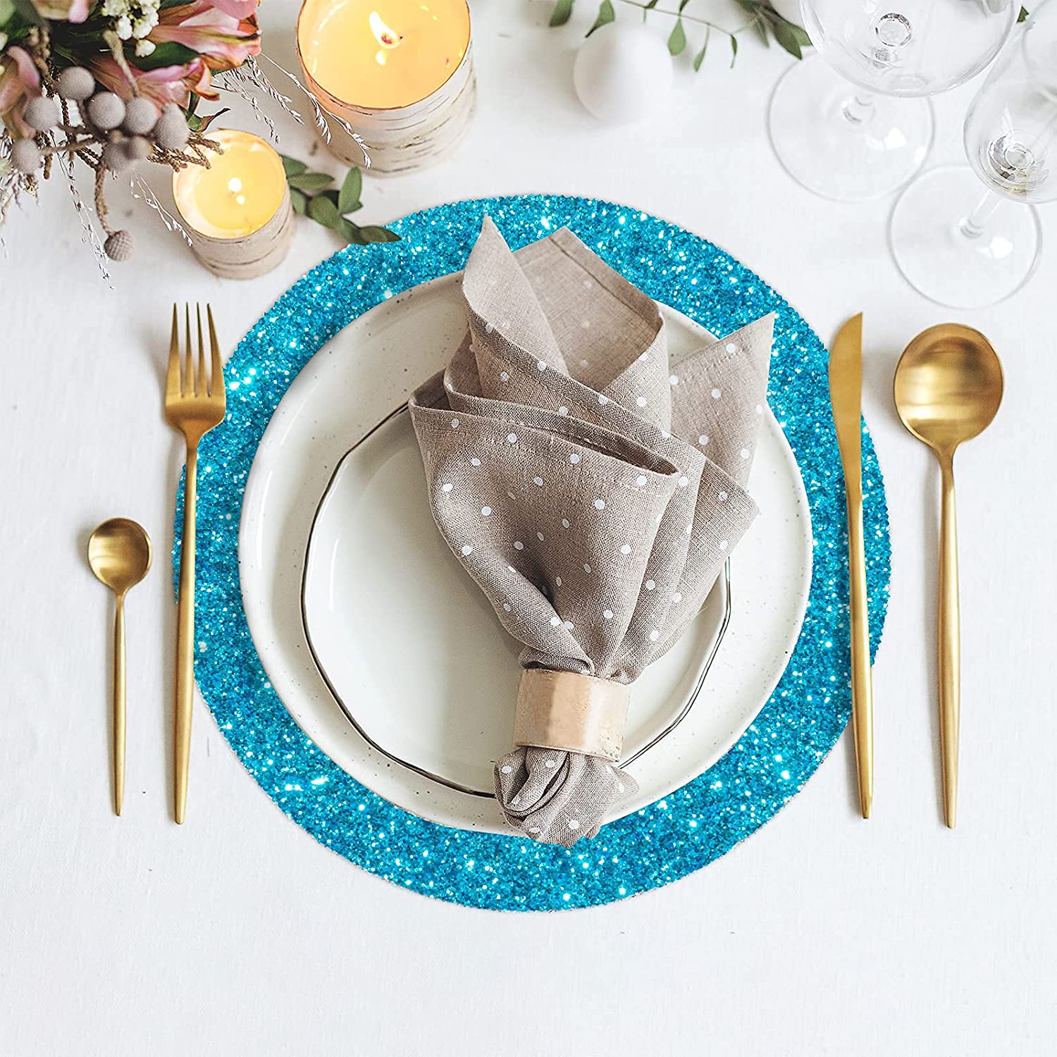 Glitter Non-woven fabric mat star hollowed-out special dinner placemat for holiday party
