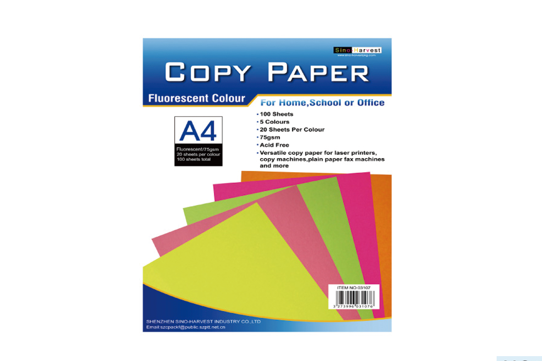 5 Fluorescent Colors Copy Paper