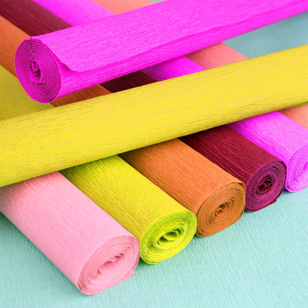 Factory supplier 50 * 180 250cm Color Crepe Paper roll crepe paper 180g italian