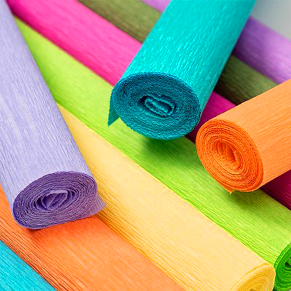 Cheap 17gsm 50cm*2.5m Colourful Packing Crepe Paper Crinkle Cut Paper