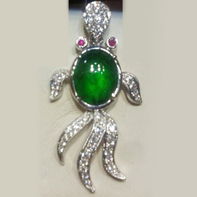 18K金镶钻石翡翠吊坠 K140102016