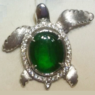 18K金镶钻石翡翠吊坠 K140102017