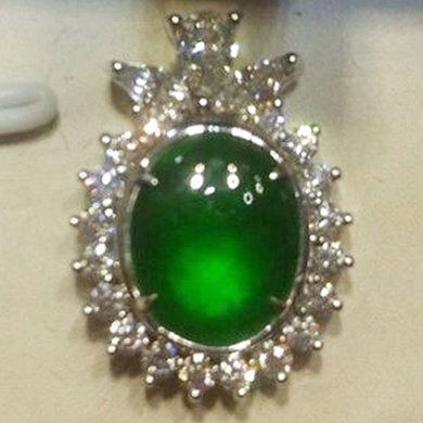 18K金镶钻石翡翠吊坠 K140102021