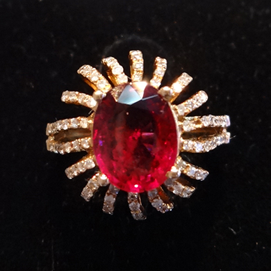 米莎雅18K金红碧玺钻戒 dsc01115