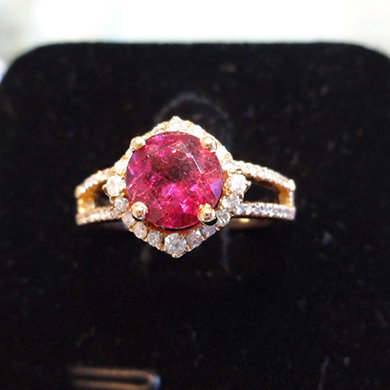 米莎雅18K金红碧玺钻戒 dsc01123