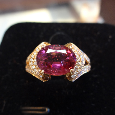 米莎雅18K金红碧玺钻戒 dsc01167