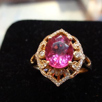 米莎雅18K金粉红碧玺钻戒 dsc01171