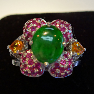 米莎雅18K金翡翠红宝石黄锆戒指 dsc01277