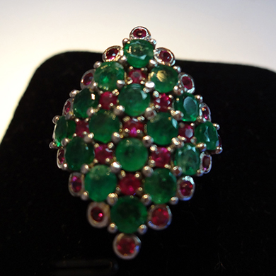 米莎雅18K金祖母绿红宝石戒指 dsc01279