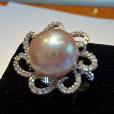 米莎雅18K金珍珠钻戒 dsc01329