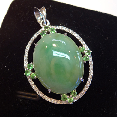 米莎雅18K金翡翠白蓝宝石翠榴石吊坠 dsc01407