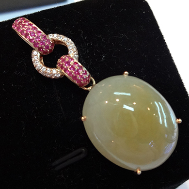 米莎雅18K金翡翠红宝石蓝宝石吊坠 dsc01461