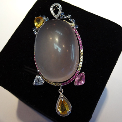 米莎雅18K金粉晶彩色蓝宝石吊坠吊坠 dsc01474