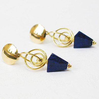 14K金青金石耳钉G0461