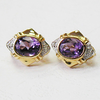 10K金紫水晶耳钉G0491