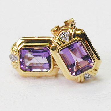 10K金紫水晶耳钉G0501